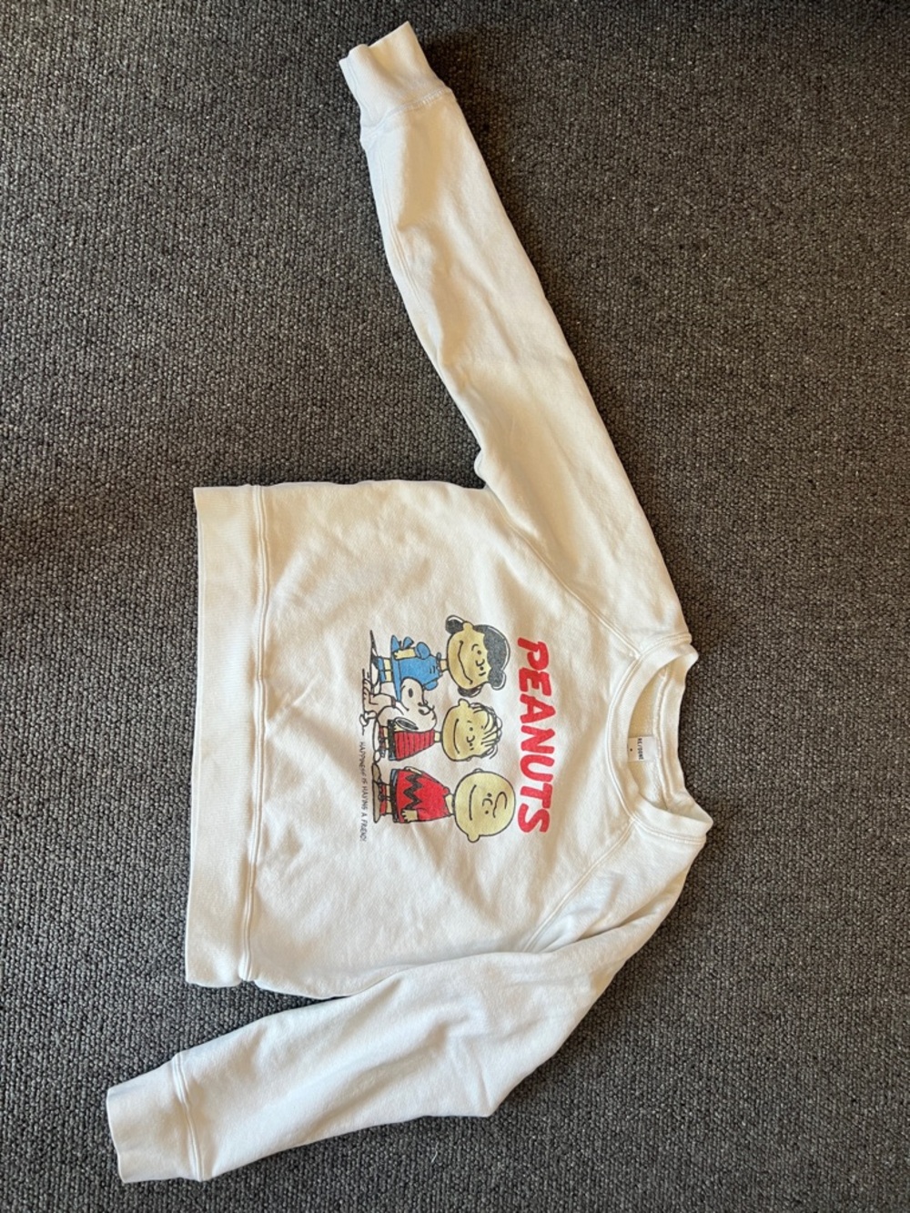 Re/Done White Peanuts Character Graphic Sweatshirt